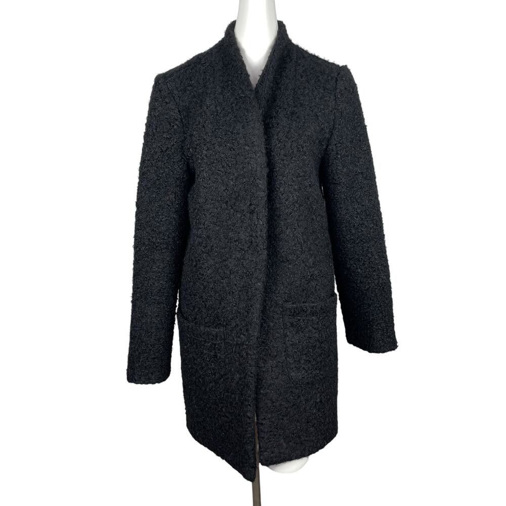NYCC Women's XL Black Cozy Textured Boucle Open Front Coat Cardigan Pockets